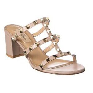 Brand New Valentino Garavani Rockstud Calfskin Leather Slide Sandals 60MM